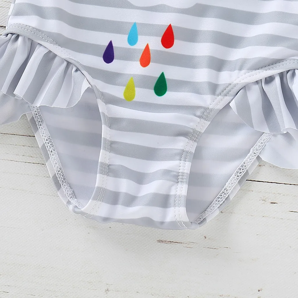 Детский купальный костюм для девочек Летний модный купальник в полоску с