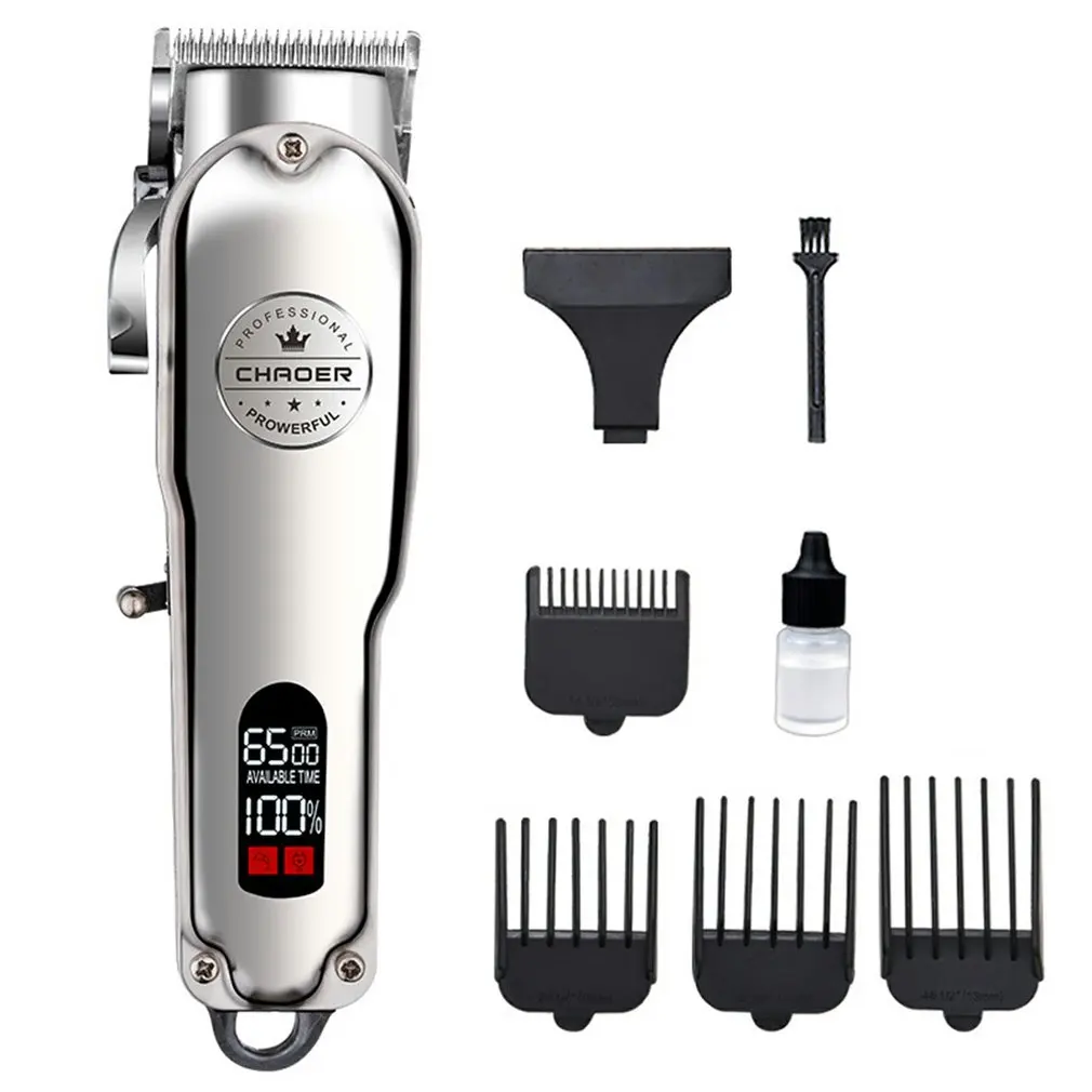 

C99 Electric All-metal LCD Clipper Hair Clipper Modeling Oil Head Push LED Smart Display R-shaped Fillet Design