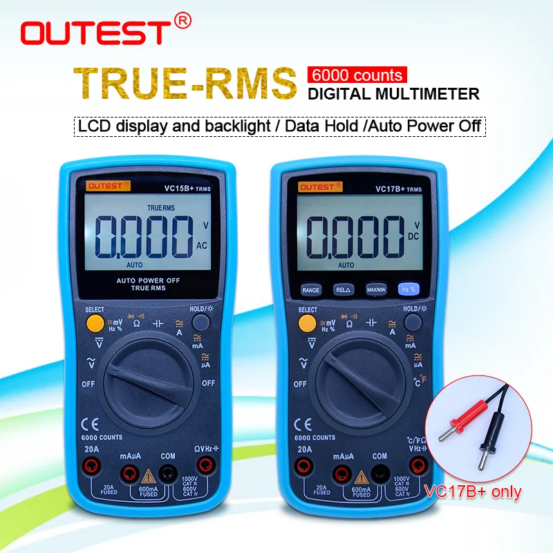 

OUTEST VC15B/VC17B Digital Multimeter True RMS 6000 Counts Auto range AC/DC Ammeter Voltmeter Ohm Portable Meter voltage meter