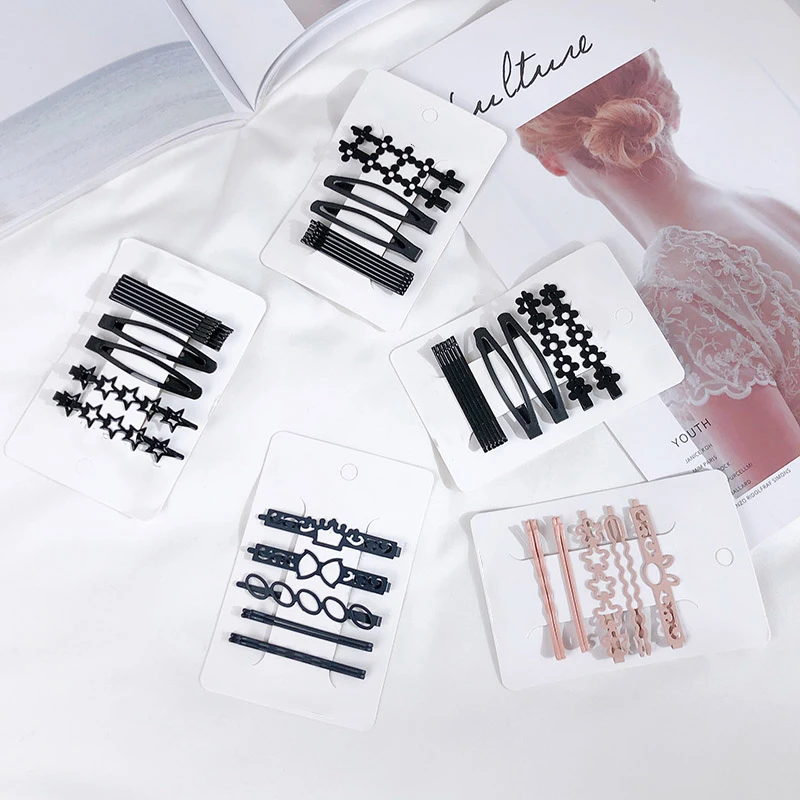 

2019 Popular Simple Fashion Metal Word Hair Clip Combination Simple Sweet Romantic Sea Clip Girl Cute Star Side Clip