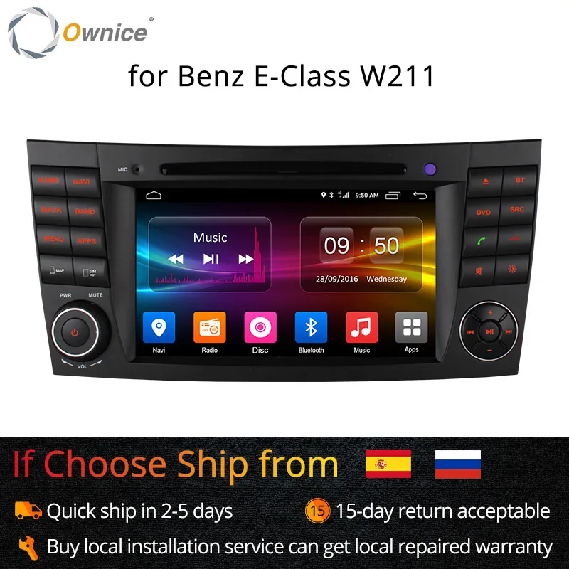 Ownice C200 2Гб ОЗУ1024*600 Android 4.4 4 Ядeра Автомагнитола c функциями GPS Навигации для Mercedes W211