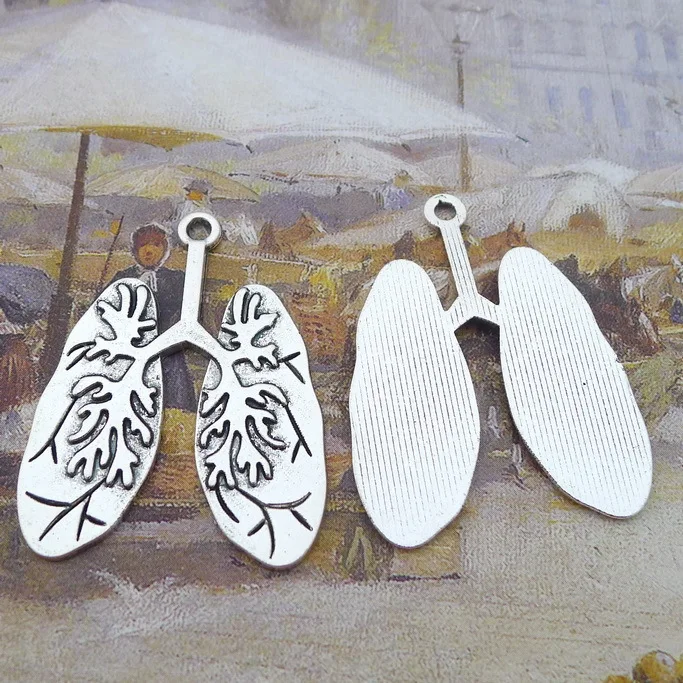 

Designer Charms Both Lungs Charms Antique Silver Color 30x40mm 2 Pieces