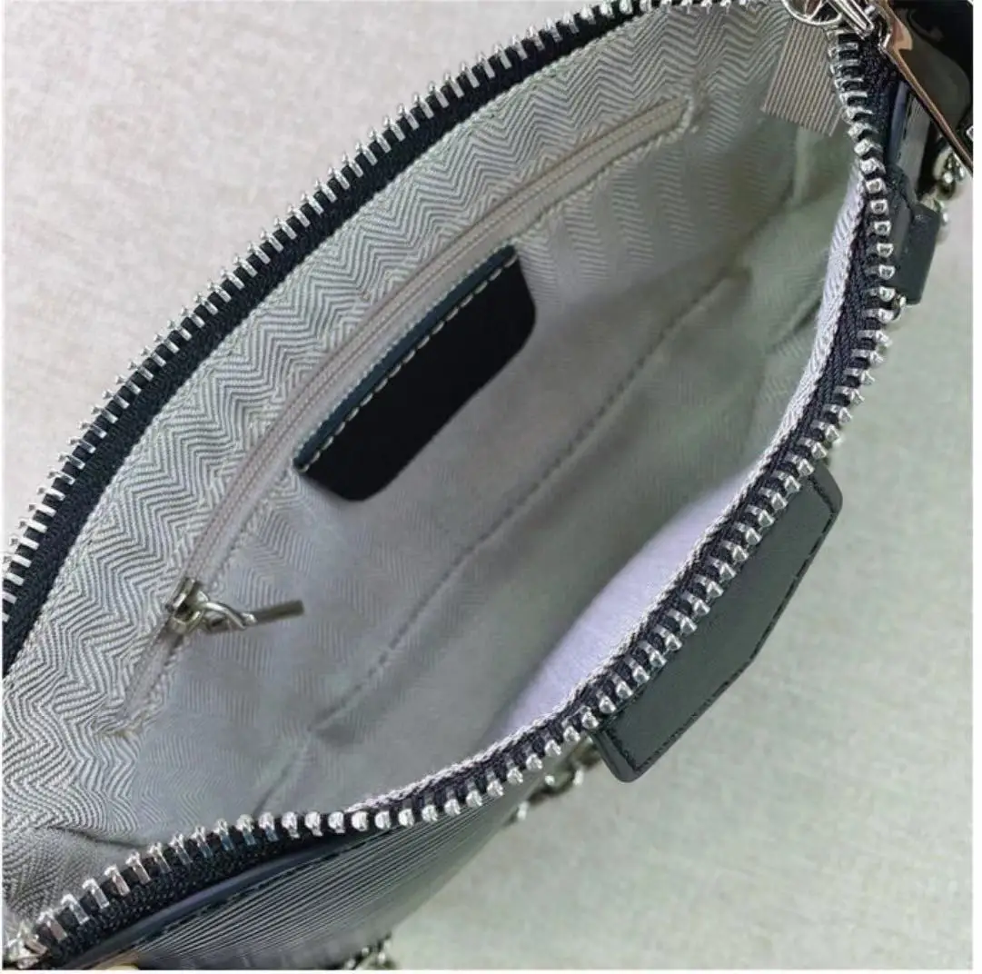 

2021 Luxury Women Genuine Leather Purse Pouch Shoulder Bag New Design Female Chain Underarm Handbag Simple Clutch With 2 Straps