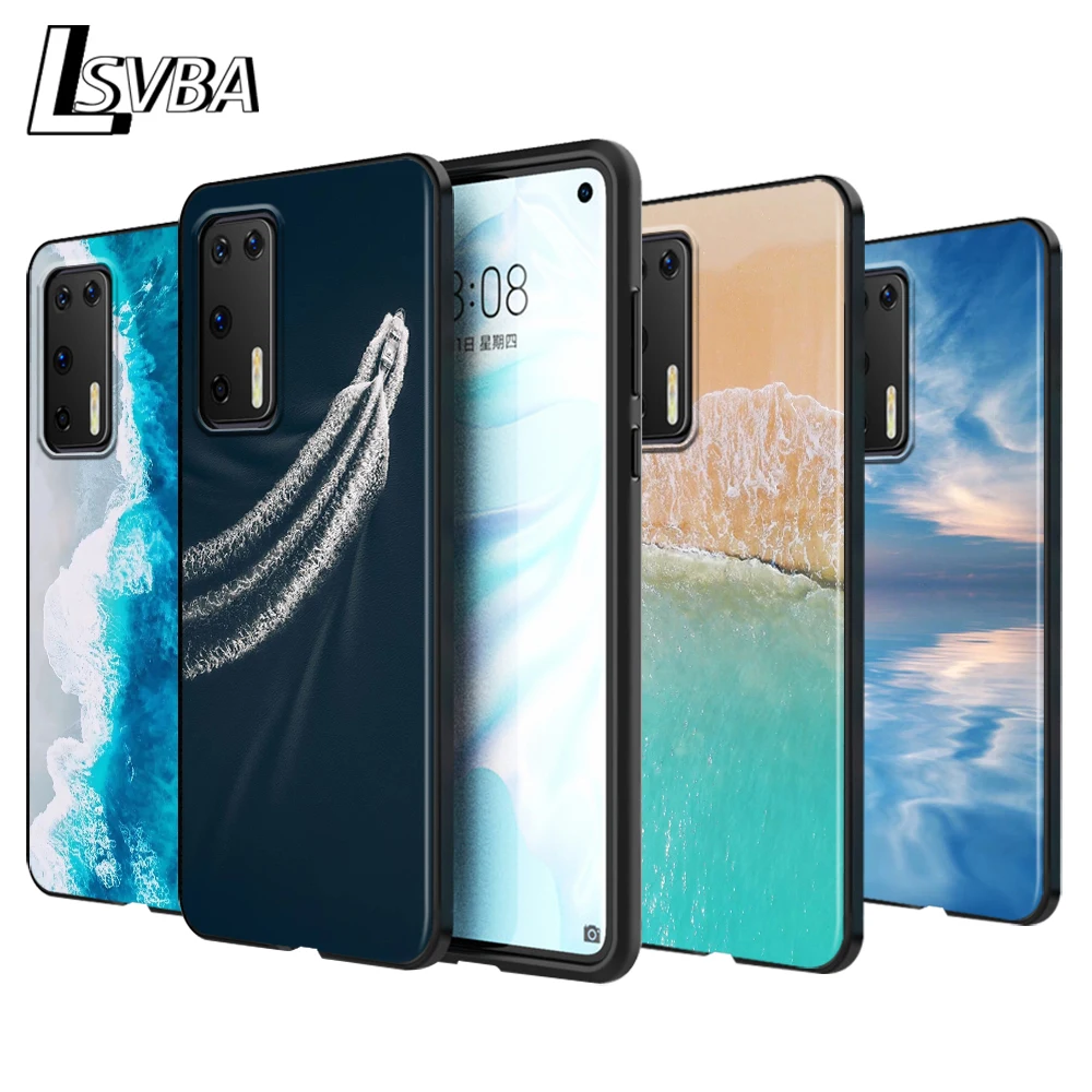 

Silicone Phone Case The sea blue seawater for Huawei P30 P20 P40 Lite E Pro P Smart 2020 Z Plus 2019 P10 P9 Lite Phone Case