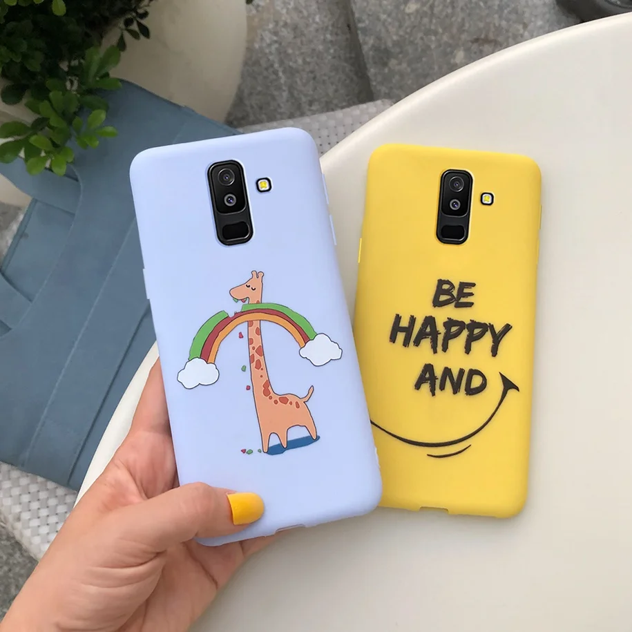 Силиконовый чехол с сердечками карамельных цветов для Samsung Galaxy A6 Plus 2018 мягкий из