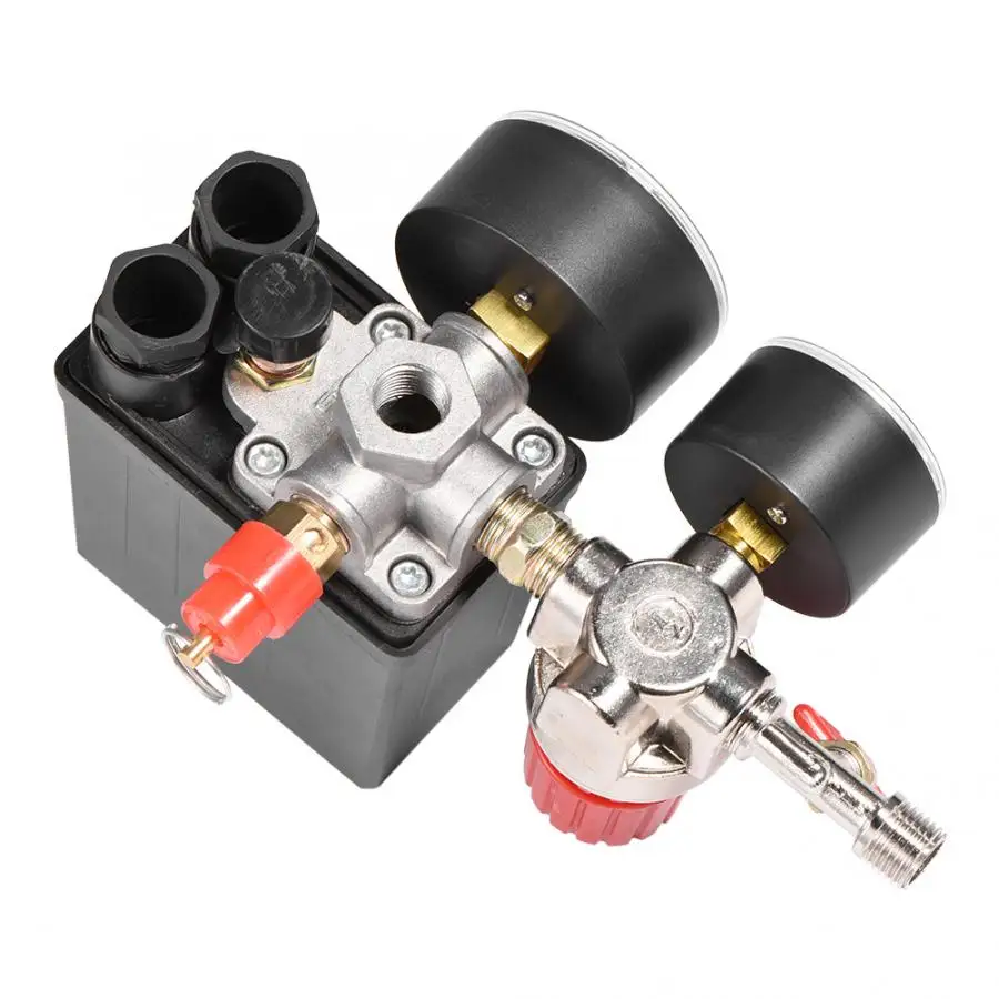 G1/8 Air Compressor Pressure Switch Control Valve Manifold Regulator Gauges 2-G1/4 V-Type Sealing Ring | Обустройство дома