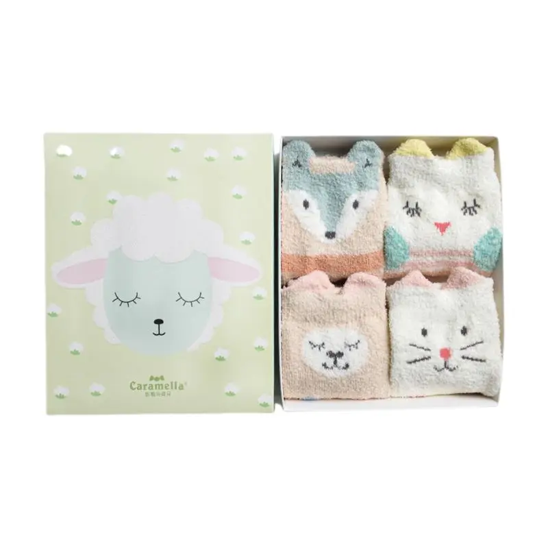 4 пар/кор. мягкие теплые носки тапочки из цельной пряжи Женские Короткие Носки с