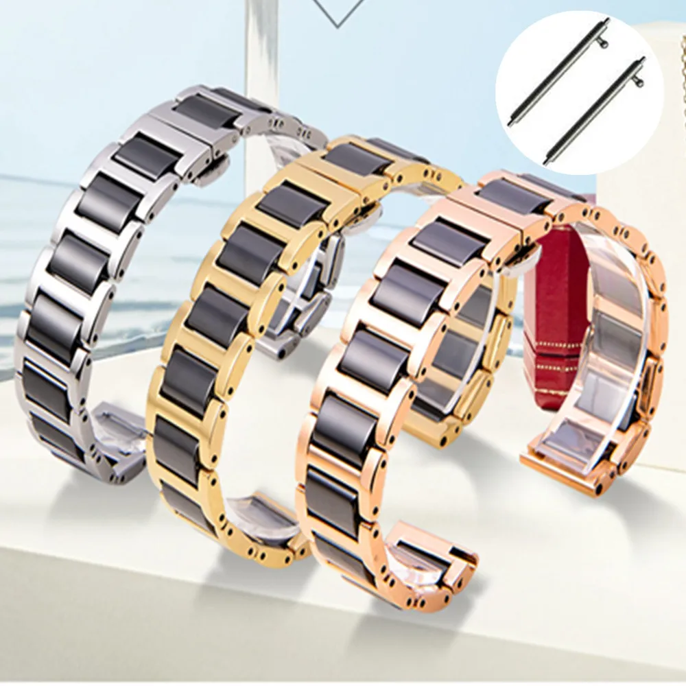 

Ceramic + Stainless Steel Watchband 22mm for Samsung Galaxy Watch 46mm SM-R800 Quick Release Strap Replacement Band Wrist Belt