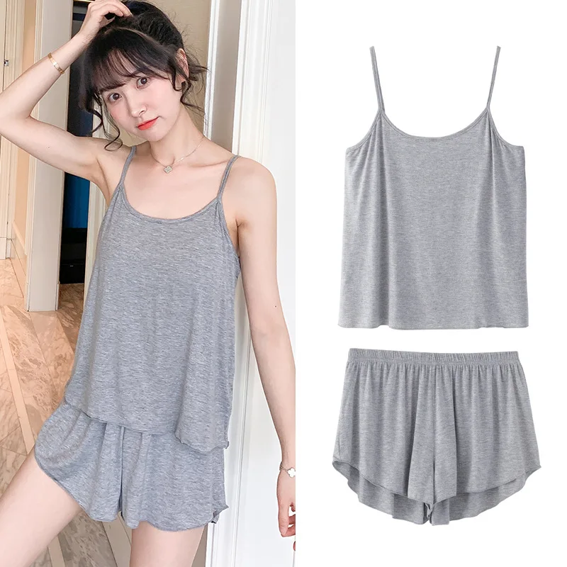 

Pajamas Female Summer Pure Cotton Shorts Korean-Style Thin Large Size Loose-Fit Sleeveless Clothing Two-Piece Suit Home Wear
