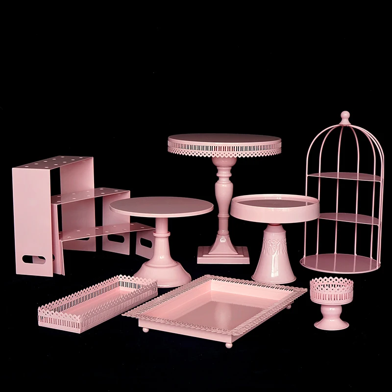 Набор розовых подставок для тортов праздничное украшение принцессы на свадьбу