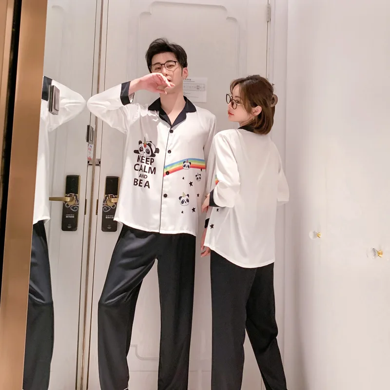 

Satin Sleep Set Sexy Pyjamas New Arrivel Sleepwear Lovers Pajamas Suit White Homewear Nightwear Couple Intimate Lingerie