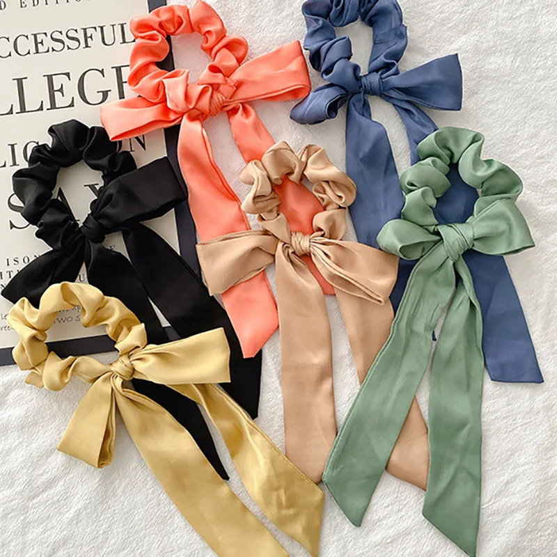 

Net red hair rope velvet bow headdress hair ring streamer large intestine ring simple ins rubber band female tie hair