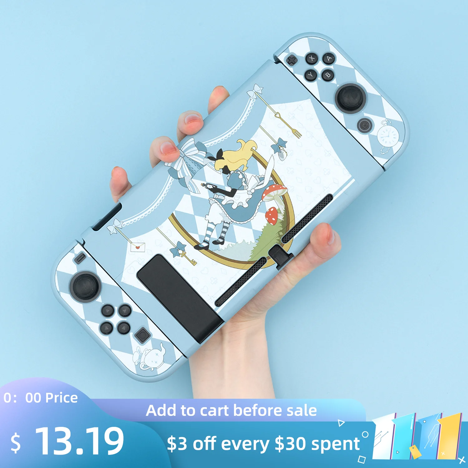 Чехол GeekShare Nintendo Switch Kawaii Алиса в стране чудес мультяшная девушка Жесткий задняя