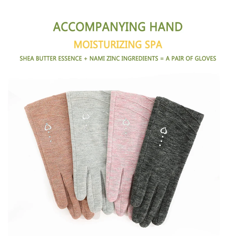 

Autumn and Winter Women Warm Embroidered Gloves, Adults Antibacterial Touch Screen Gloves