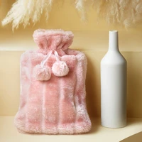 plush hot water bottle rubber wool warm hand childrens 2 liters foot warmer solid color household kawaii reusable water bag