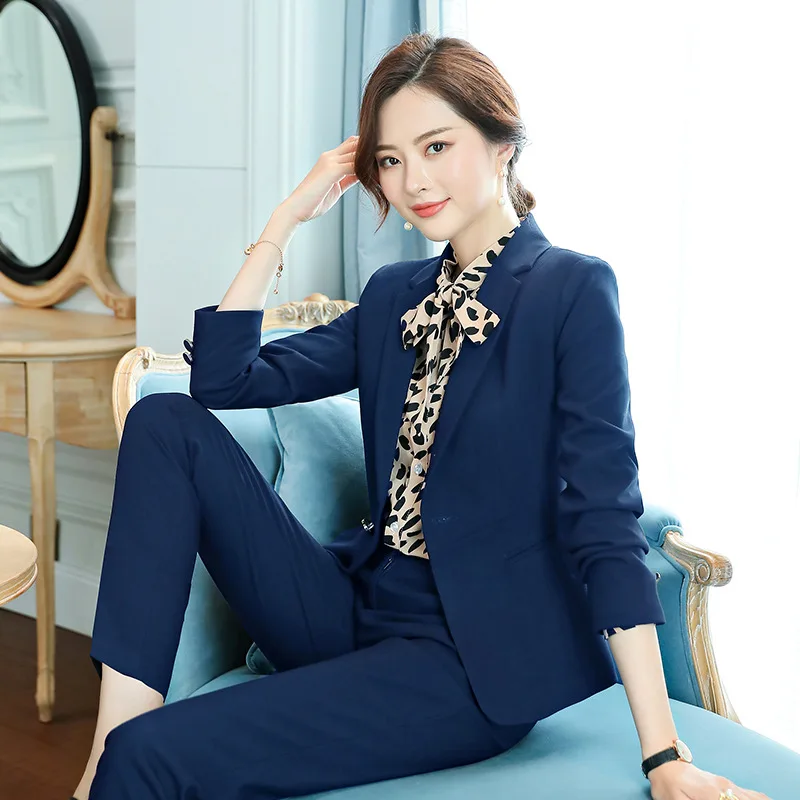 Серый формальный элегантный женский комплект из 2 предметов строгие брюки