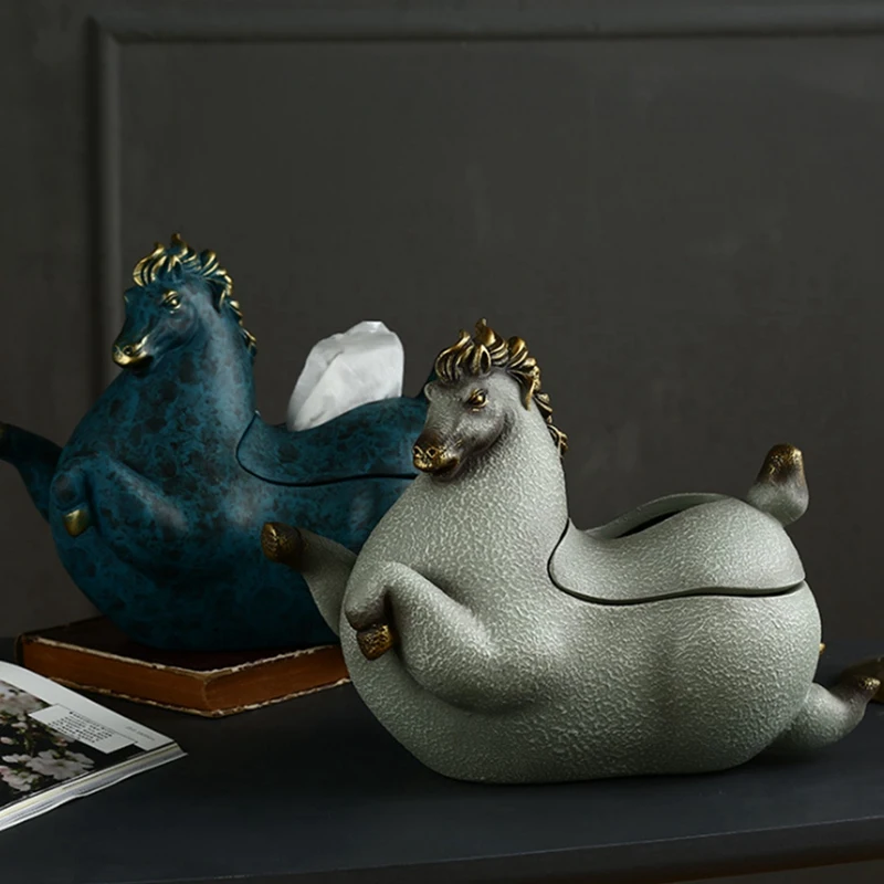 

European Luxury Household Tissue Box Creative Horse Home Decoration Living Room Coffee Table Bedroom Tray