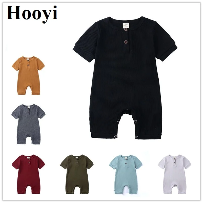 

Хлопковые комбинезоны для новорожденных мальчиков, летняя одежда для маленьких девочек, боди, однотонная детская пижама с коротким рукавом