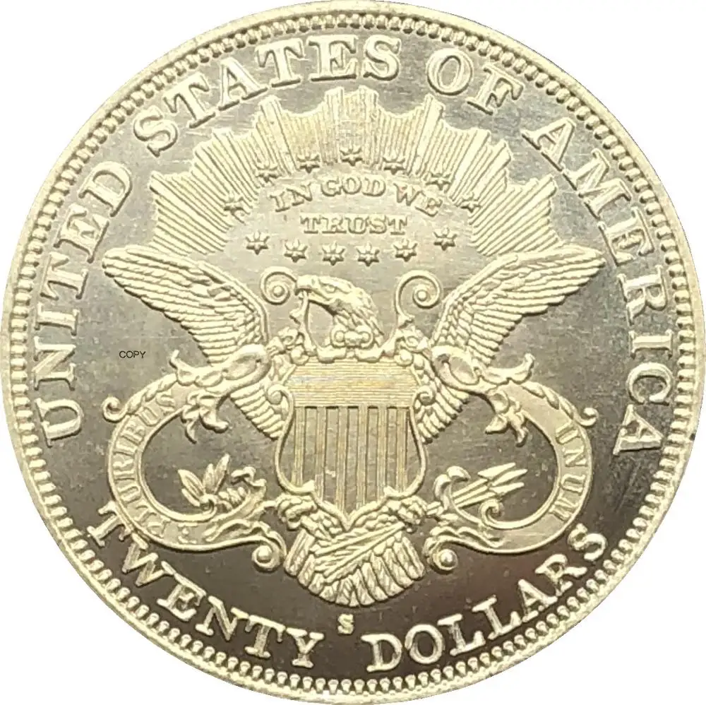 

United States Liberty Head Double Eagle US 1893 1893 CC 1893 S Twenty Dollars Motto In God We Trust Gold Coins Brass Copy Coins