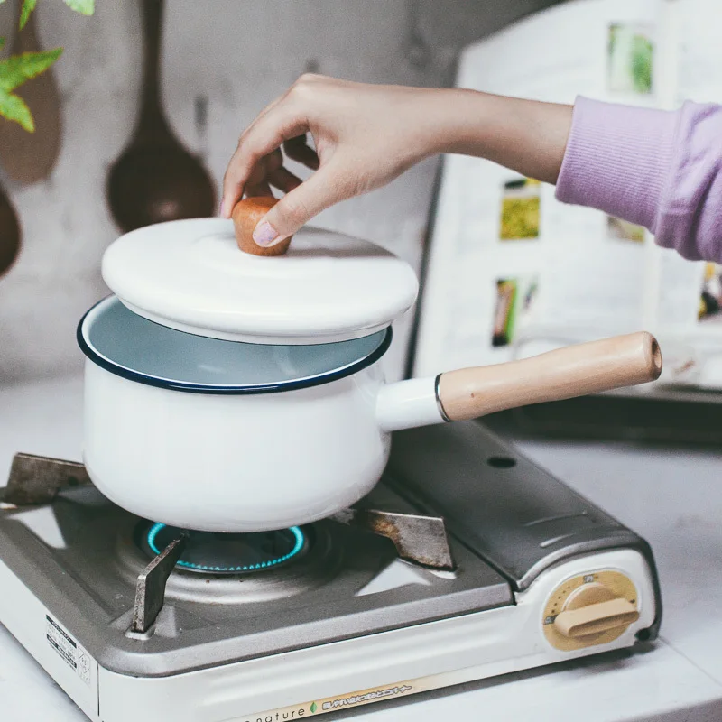 Японская электромагнитная печь для молока фарфоровая эмалированная кастрюля