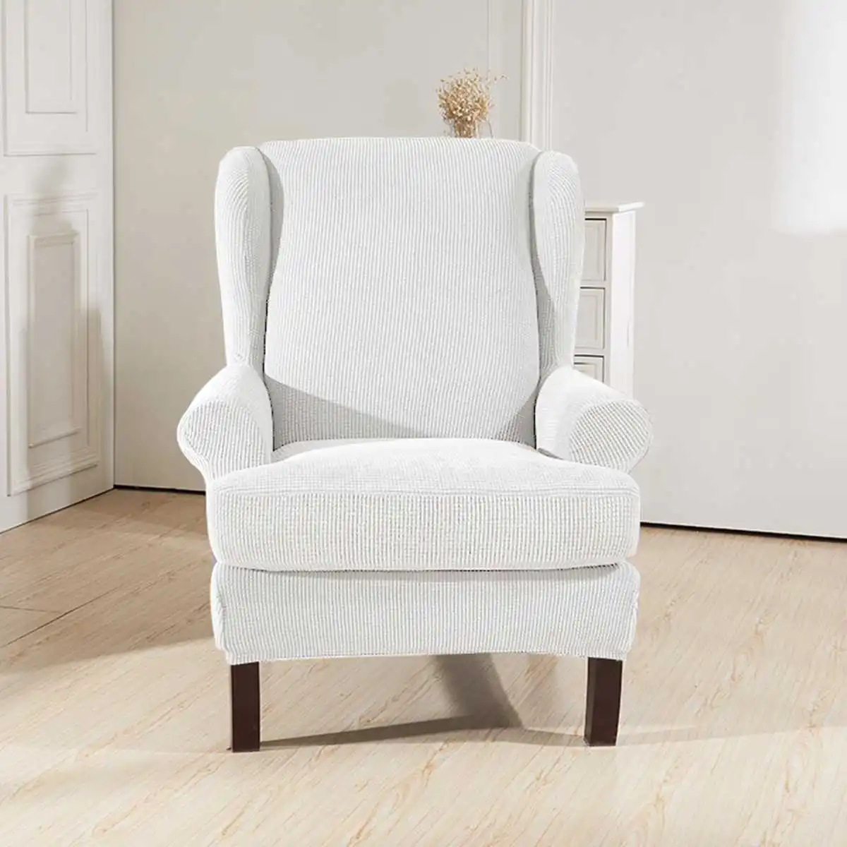 Белый Наклонные ручки King Back эластичные чехлы на кресла кресло Wingback кресло крыло задняя крышка стула стрейч протектор SlipCover протектор - Цвет: Белый