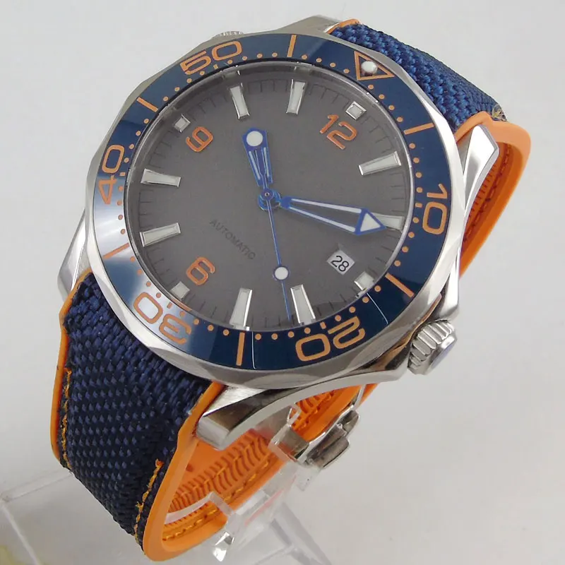 

Мужские механические часы с резиновым ремешком и сапфировым стеклом, 41 мм