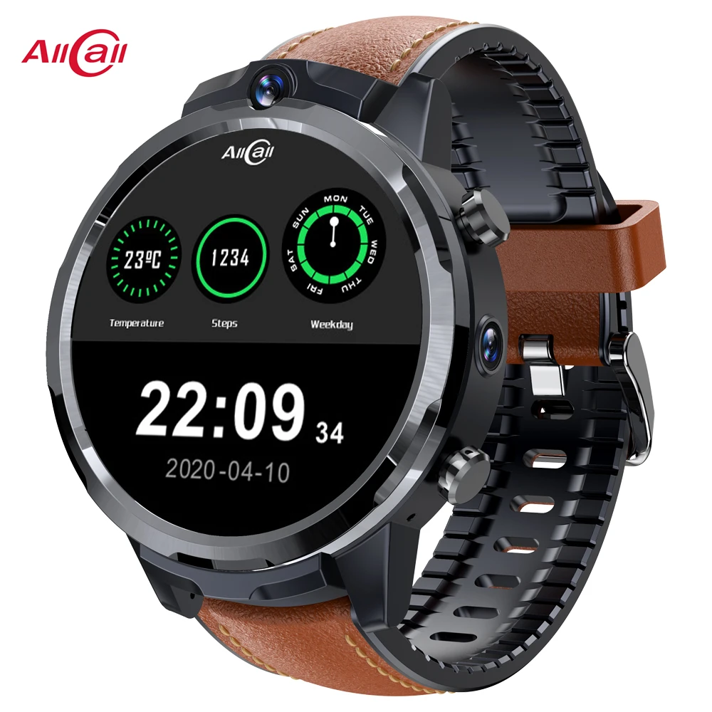 Смарт часы AllCall Awatch GT2 мужские с GPS трекером 4G SIM картой Wi Fi водонепроницаемые
