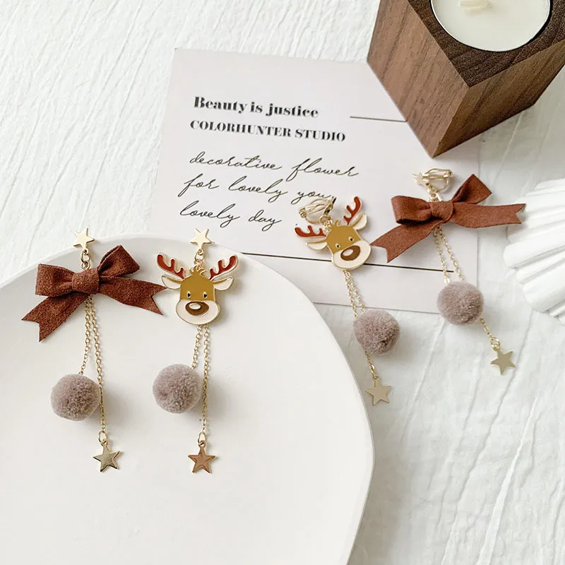 

Cute Christmas Elk Dangle Earring For Women Butterfly Knot Star Pendant Drop Earring Fashion Merry Christmas Accessories Gifts