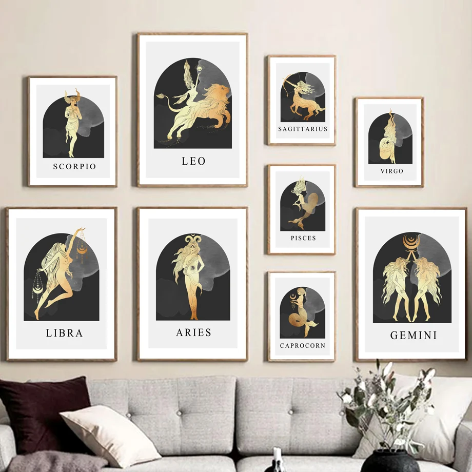 

Leo Libra Virgo Aquarius Taurus Gemini Wall Art Canvas Painting Nordic Posters And Prints Wall Pictures For Living Room Decor