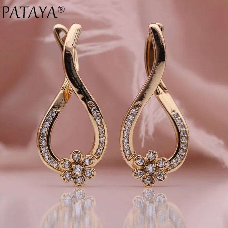 Женские вечерние серьги PATAYA уникальные подвески цвета розового золота 585 пробы с