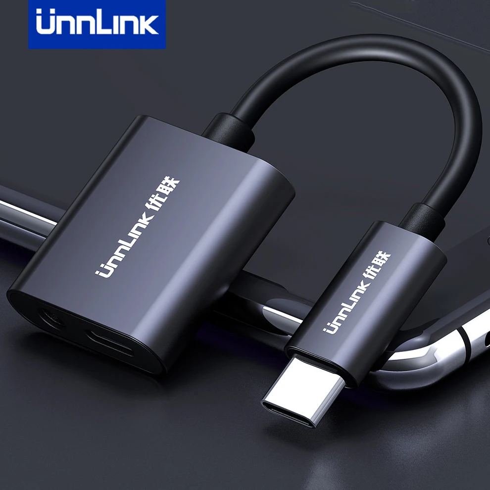 Unnlink 2 In 1 Audio Adapter Type C Fast Charge 3.5mm Jack Converter for Huawei P40 Pro Xiaomi Mi 8 9 SE | Электроника