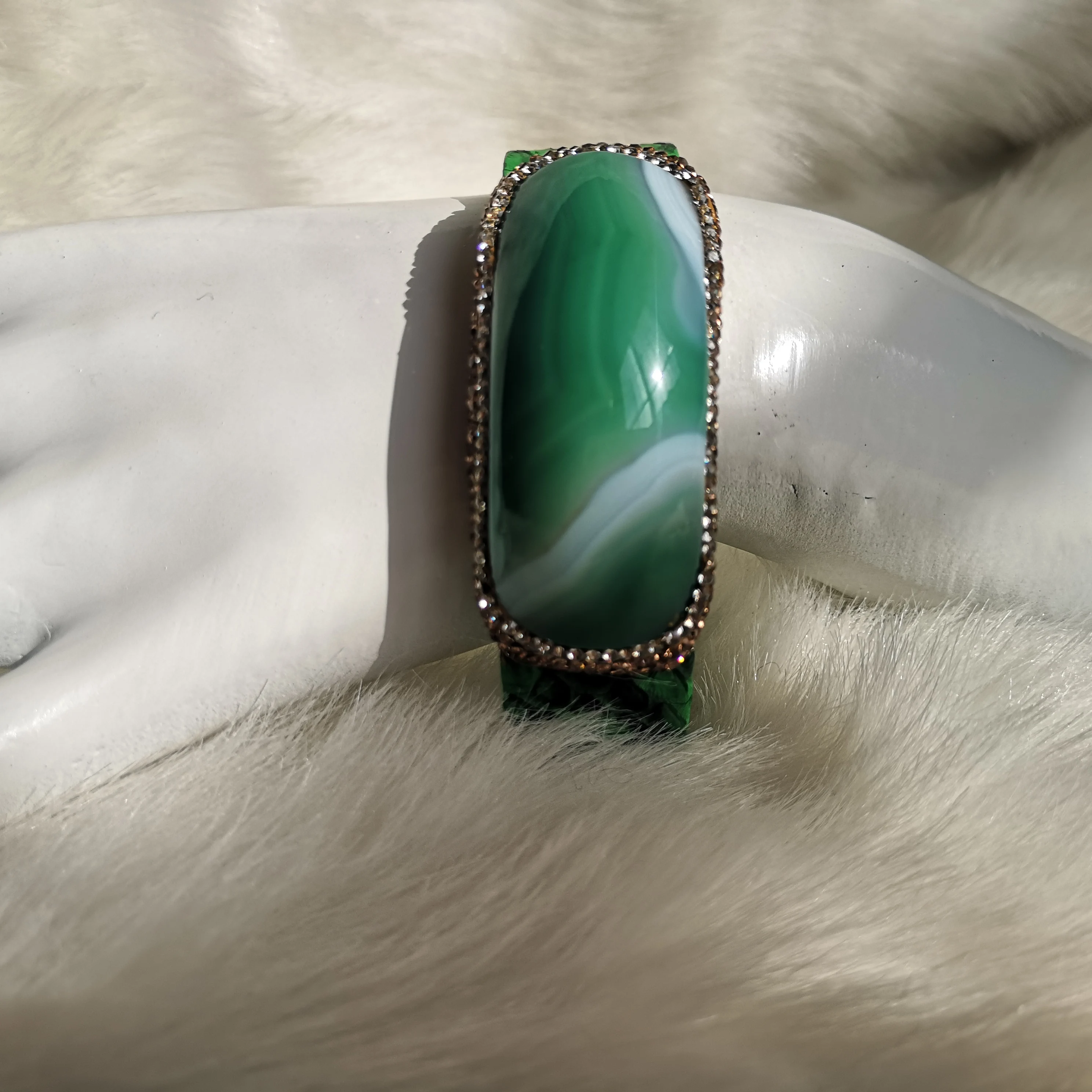 Модный женский широкий кожаный браслет для девочек из агата ювелирные изделия