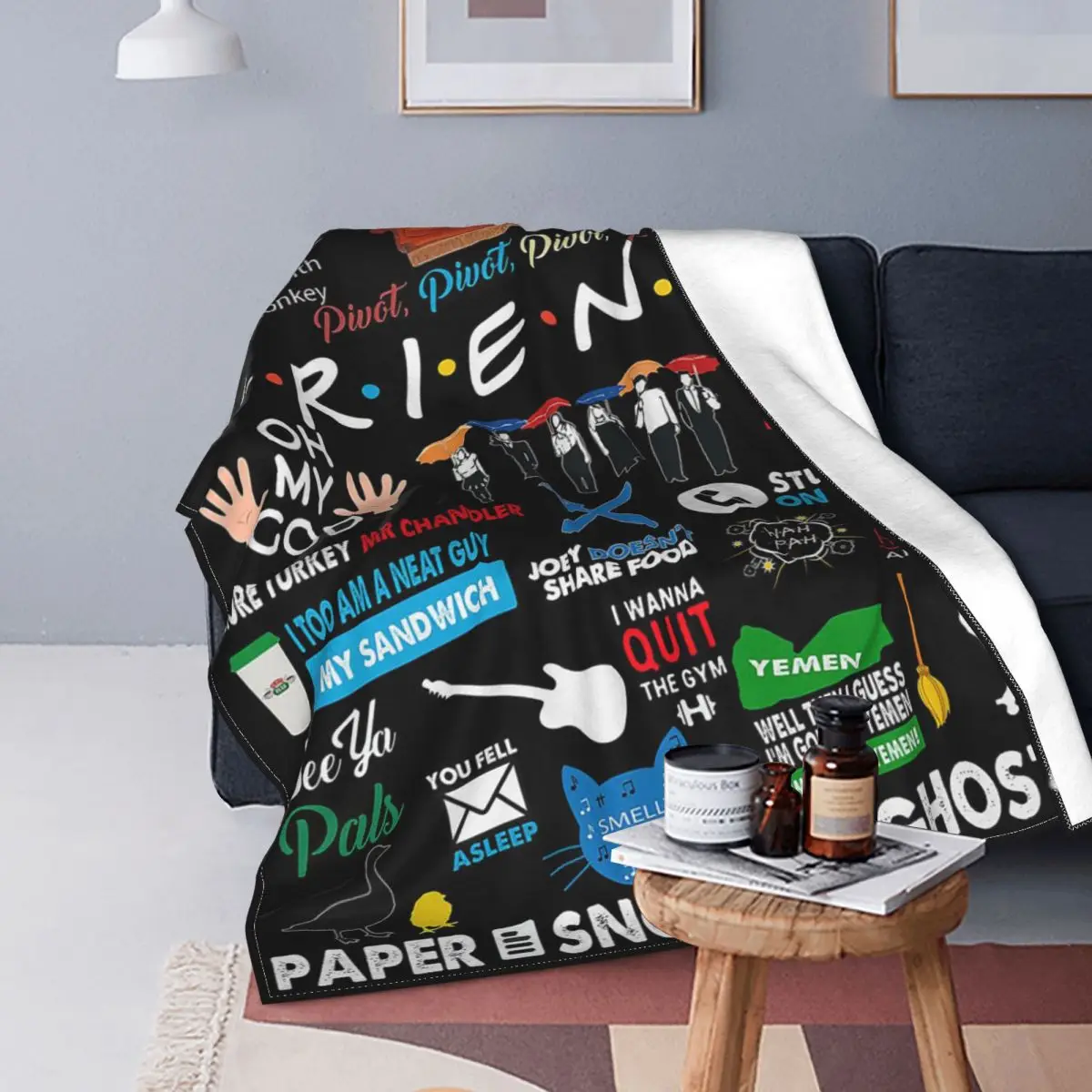 

Friends TV Show Collage Fleece Throw Blankets Central Perk Blanket for Home Outdoor Super Warm Bedspread