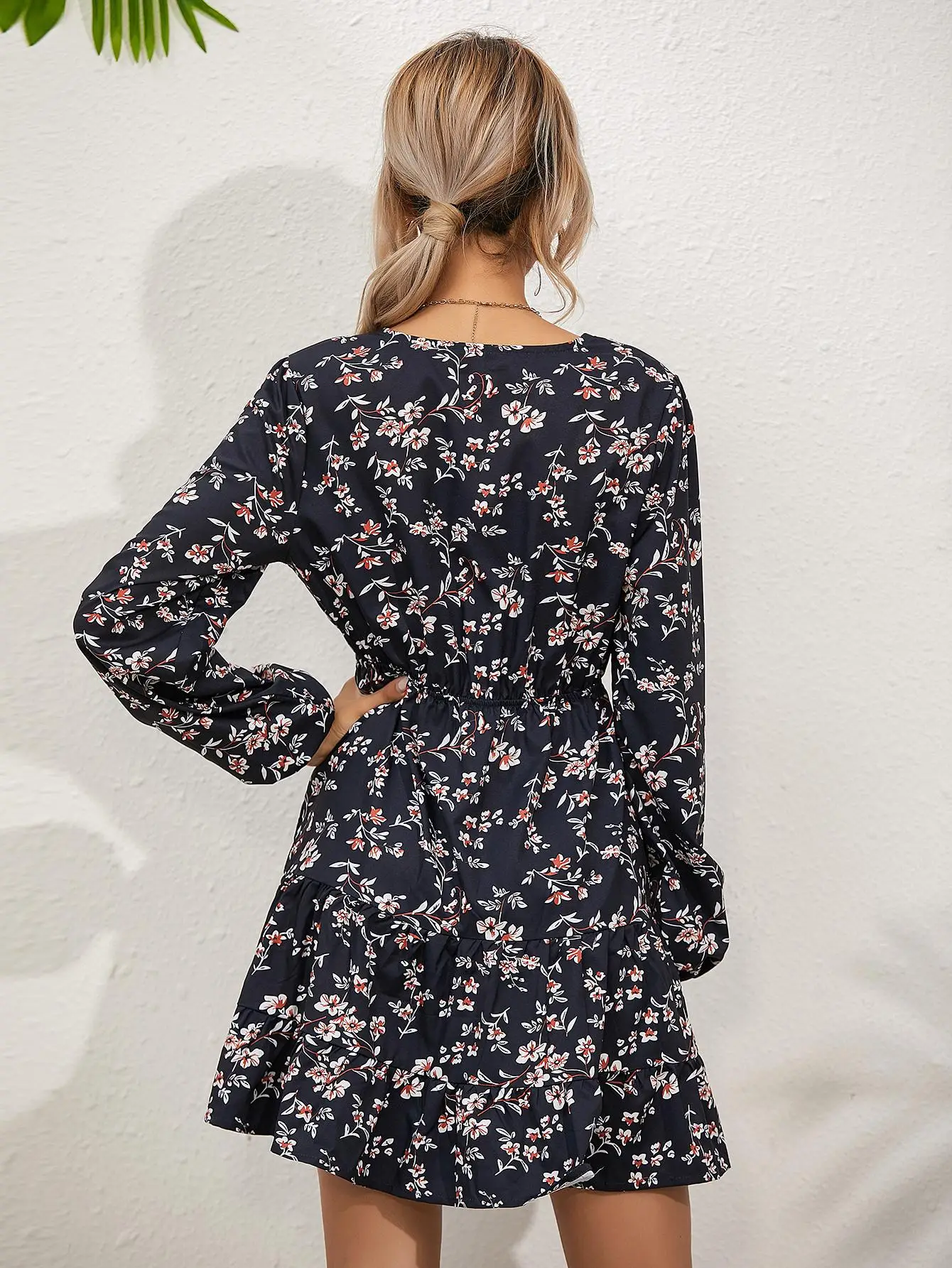 

Floral V-Neck Long Sleeved Mini Spring Summer Clothes Dress For Women'S Vetement Femme 2021 Sukienka Sundress Vintage Casual