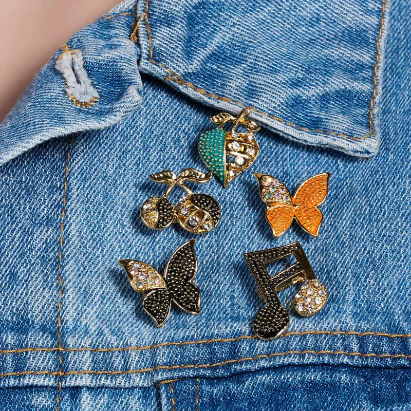 Новая летняя картина маслом Кристалл Броши для женщин вишня клубника Примечание