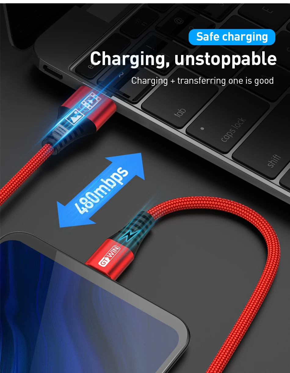 GTWIN Micro USB кабель 3A Быстрая зарядка для samsung S7 J5 J7 1M 2M Microusb кабель для передачи данных для Xiaomi Redmi Note 5 A кабели