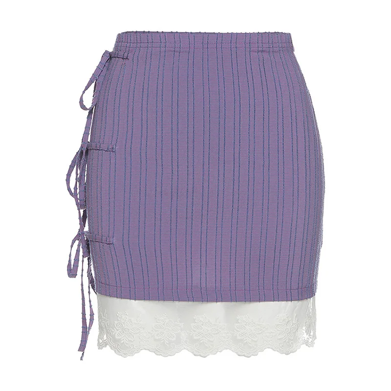 

Women's Sexy High Waist Skinny Lace Up Ruffles Bandage Solid Color Mini Skirts Elegant Chic Y2K Slim Fit Mini Dress Summer OL