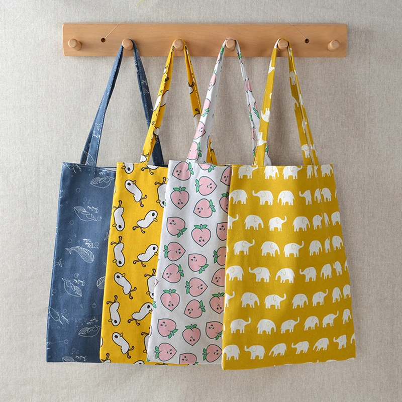 

1Pcs Women Cute Cotton Linen Shoulder Eco Bag Shopping Beach Travel Tote Handbag