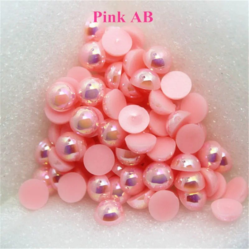 1.5-12mm Flatback Pink AB Half Round Pearl Beads Resin ABS Imitation DIY Wedding Dress Button Nail | Дом и сад
