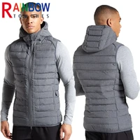rainbowtouches sports fitness men hooded cotton padded jacket vest solid color thickened winter sleeveless coat tops