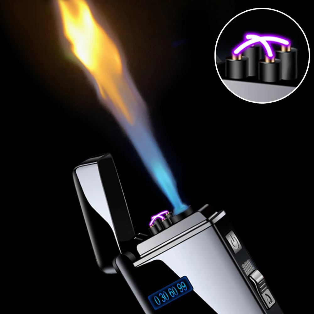 Torch Turbo Lighter Jet Dual Arc Led Lighter Charging Electr