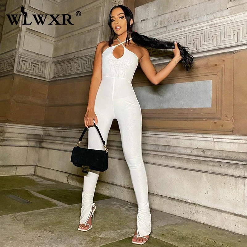 Уличная одежда WLWXR комбинезон с лямкой на шее женский слитный наряд облегающий