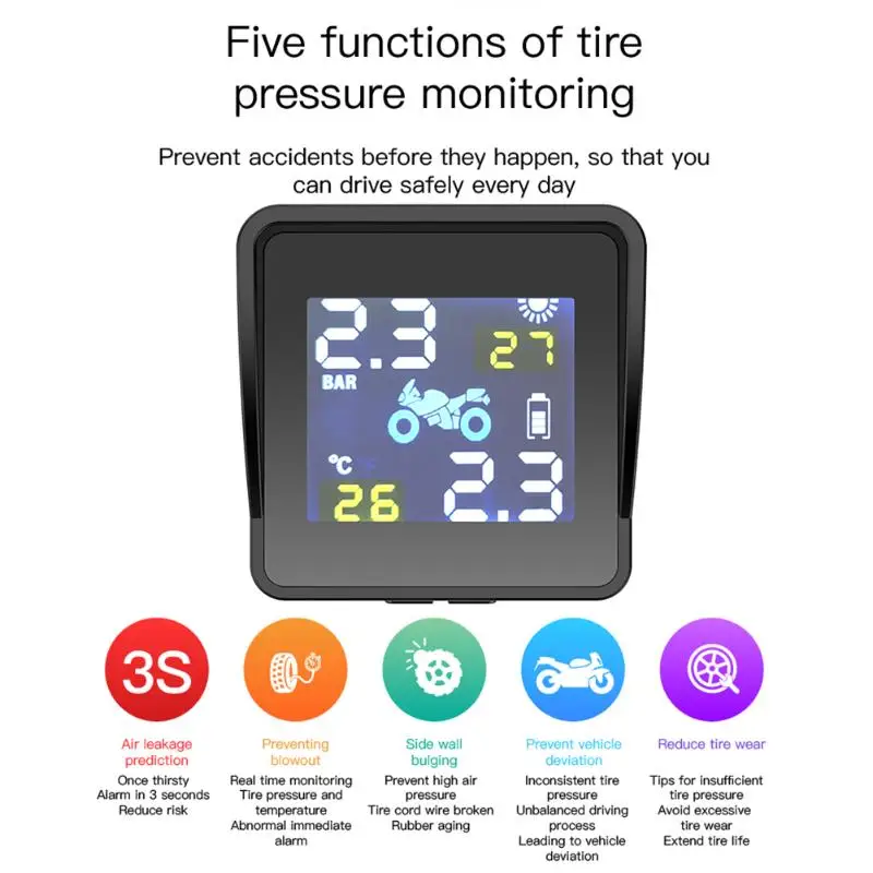 Система контроля давления в шинах VODOOL Smart TPMS для мотоциклов система на солнечной
