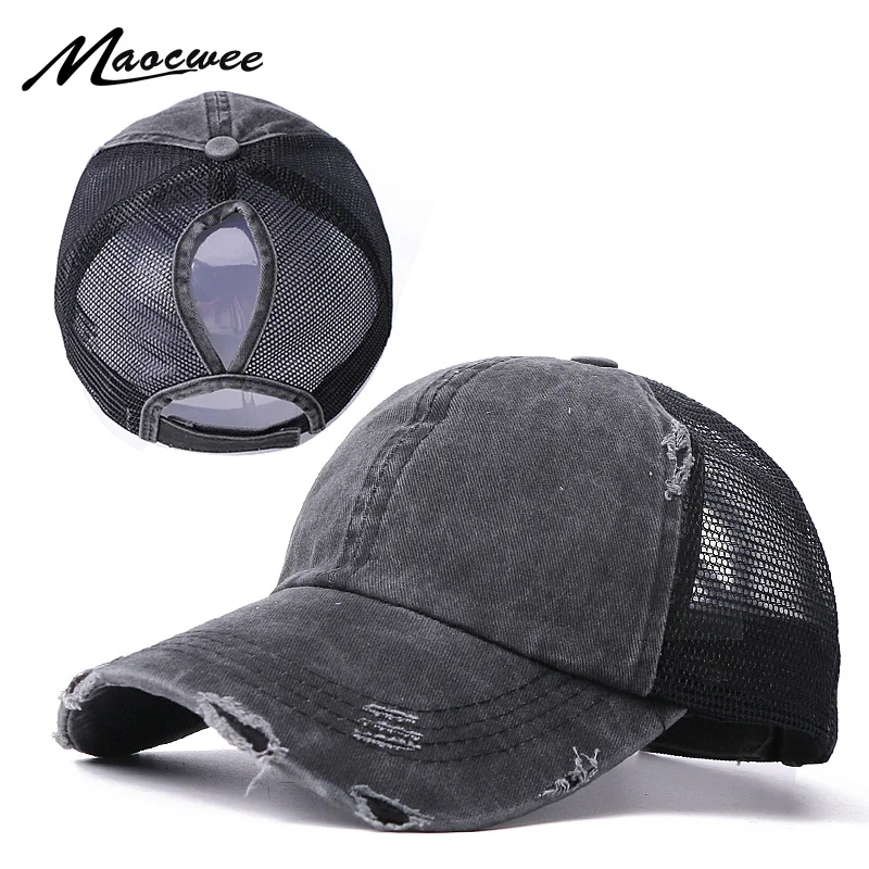 

Baseball Cap Retro Hat Velcro closure New Ponytail Female Adjustable Cap Girls Hip Hop Cap Spring And Summer Outdoor travel