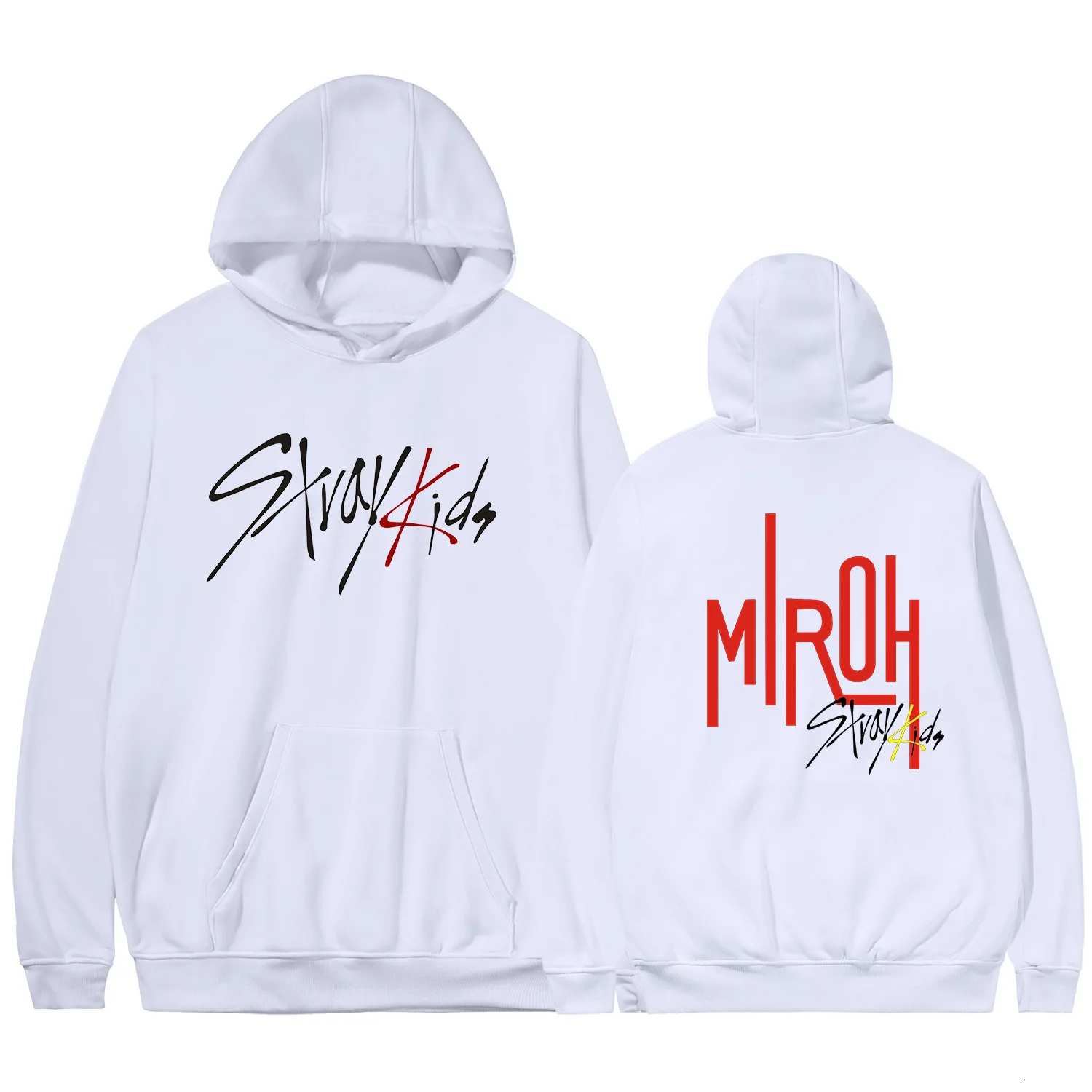 Kpop StrayKids новый альбом MIROH толстовка с карманом круглым вырезом Теплая Флисовая