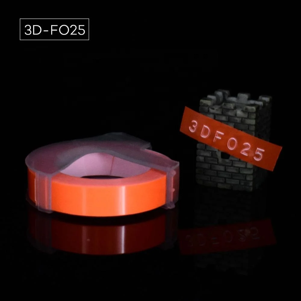 fluorange 1 рулон 6/9/12 мм 3D для тиснения, из ПВХ этикетки ленты совместимый с dymo 1610 1880 12965 ручной принтеры этикеток для Motex E101 этикетка производители - Цвет: fluorange