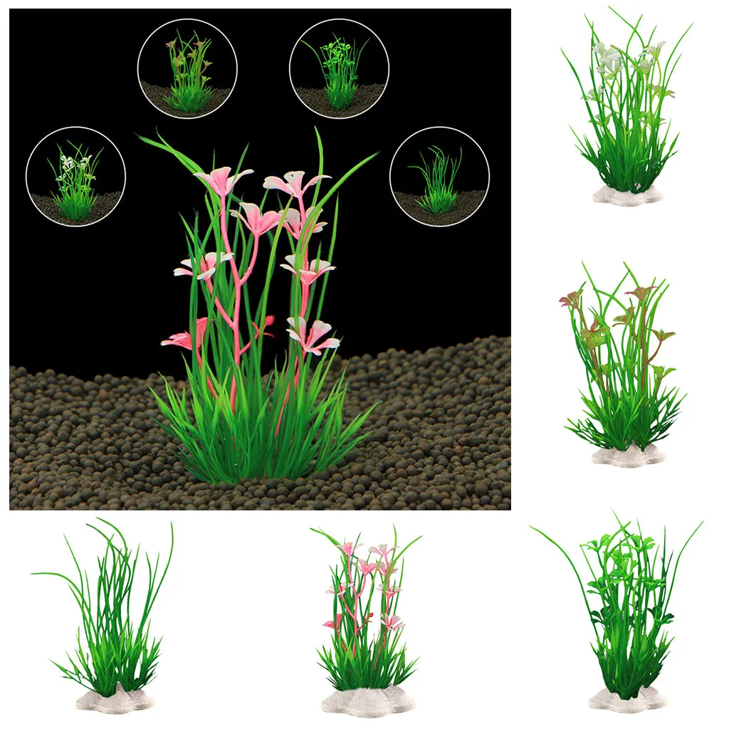 10 шт. имитация зеленых пластиковых растений для аквариума|Искусственные
