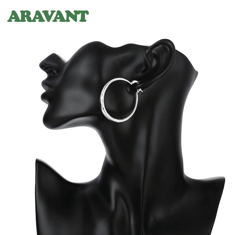 Серьги-кольца Aravant из серебра 925 пробы 40 мм для женщин модные ювелирные изделия