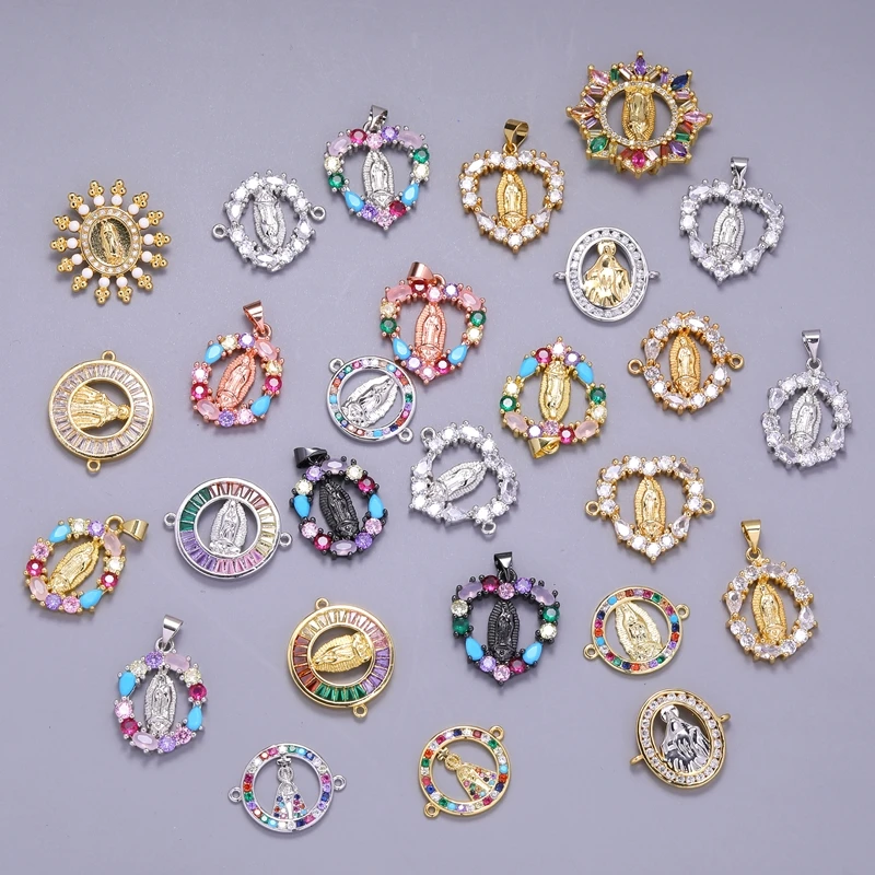 

Juya DIY Christian Prayer Jewelry Making Accessories Supplies For Religious Shiny Crystal Virgin Mary Saint Jesus Charms Pendant