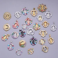 juya diy christian prayer jewelry making accessories supplies for religious shiny crystal virgin mary saint jesus charms pendant